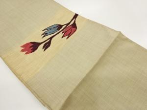 横段に枝・花模様織出し名古屋帯